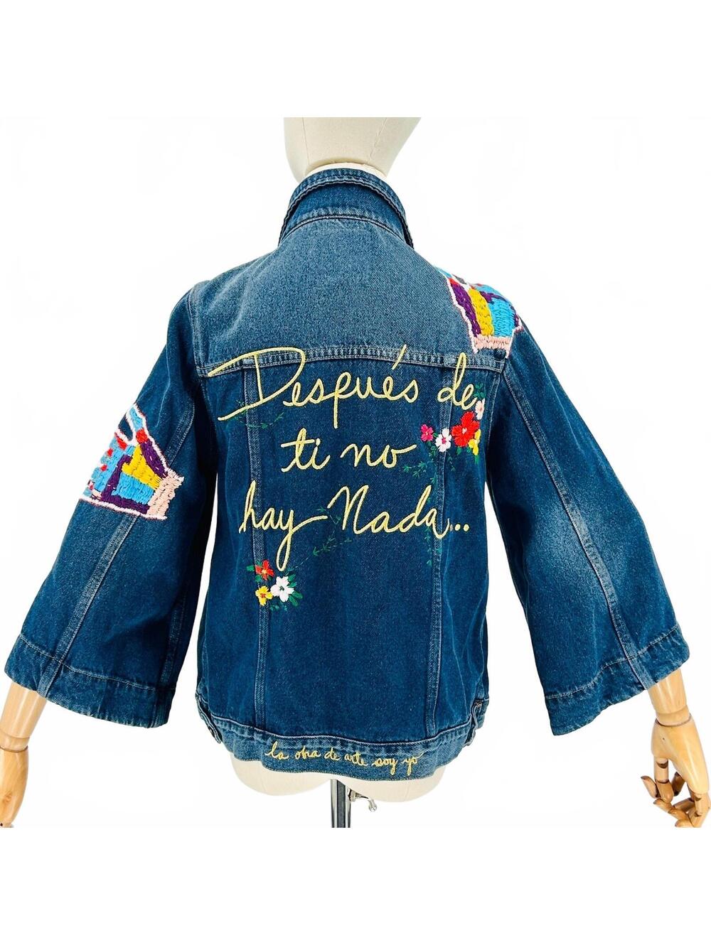 Obra del Arte Denim Blue Embroidered Bell Sleeve Jacket